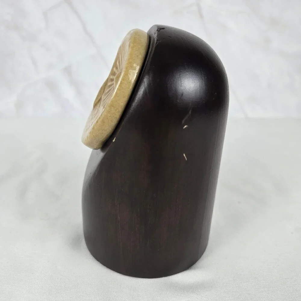 Ceramic Faced Owl Wooden Body Modern Swedish Design IKEA Minimalist